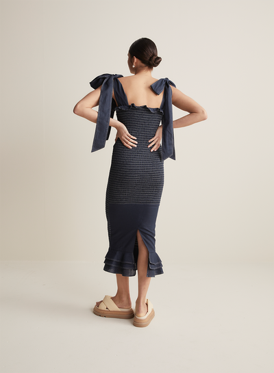 Julianna Midi Shirred Dress