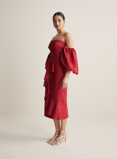 Alexandra Linen Midi Dress