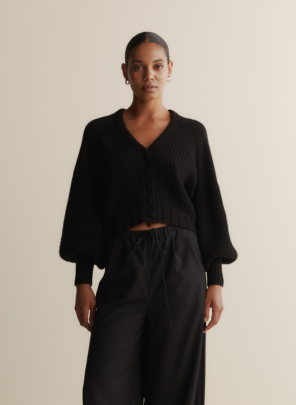 Bronwyn Wool Knit Cardigan | Black