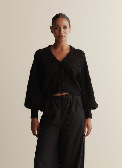 Bronwyn Wool Knit Cardigan | Black