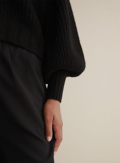 Bronwyn Wool Knit Cardigan | Black