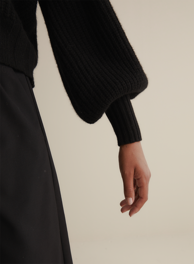 Bronwyn Wool Knit Cardigan | Black