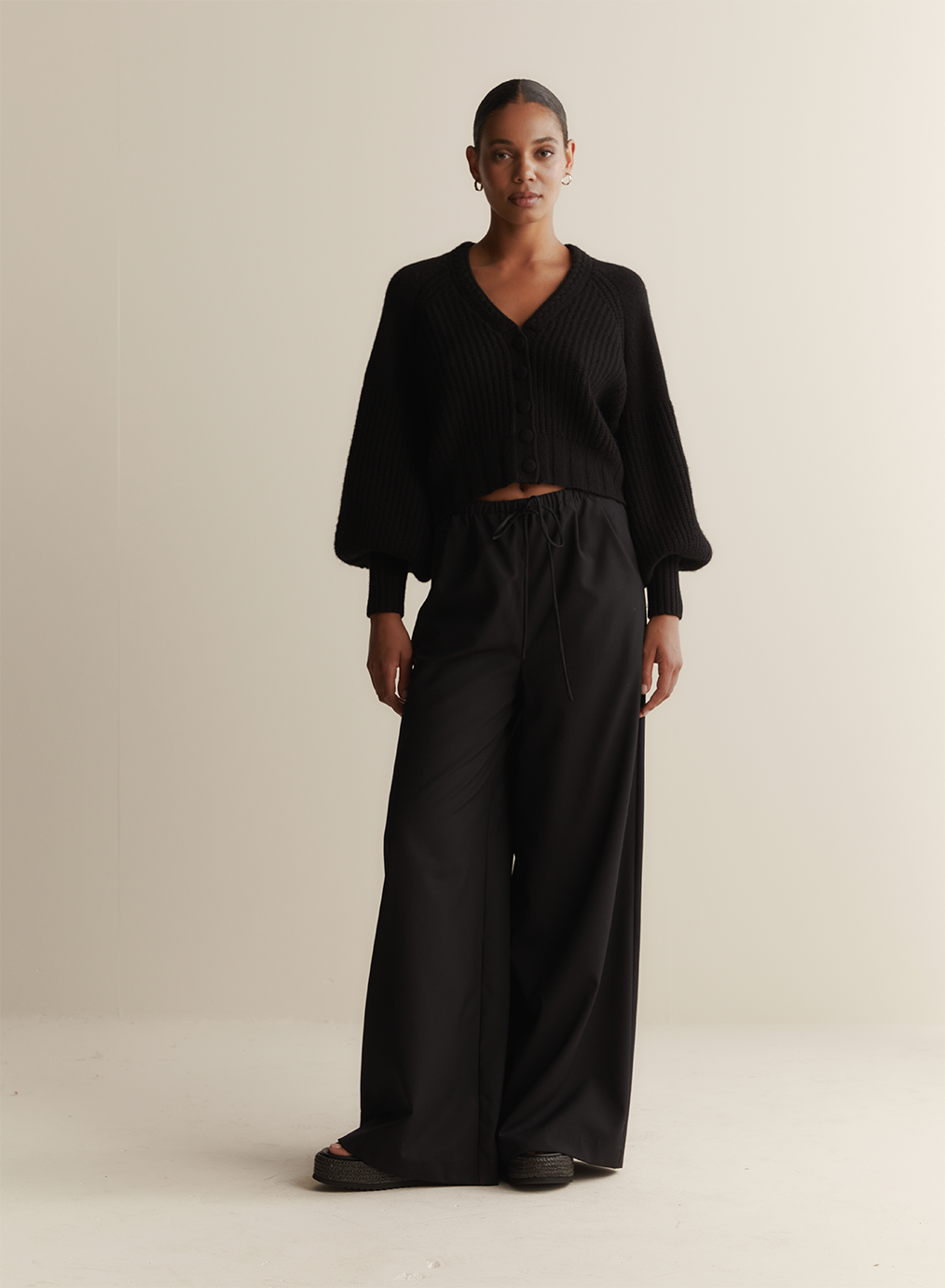 Bronwyn Wool Knit Cardigan | Black