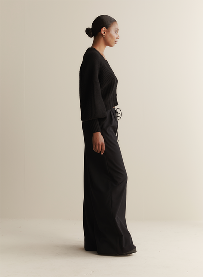 Bronwyn Wool Knit Cardigan | Black