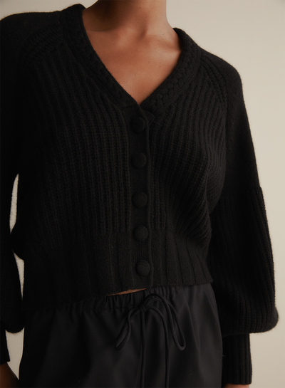 Bronwyn Wool Knit Cardigan | Black