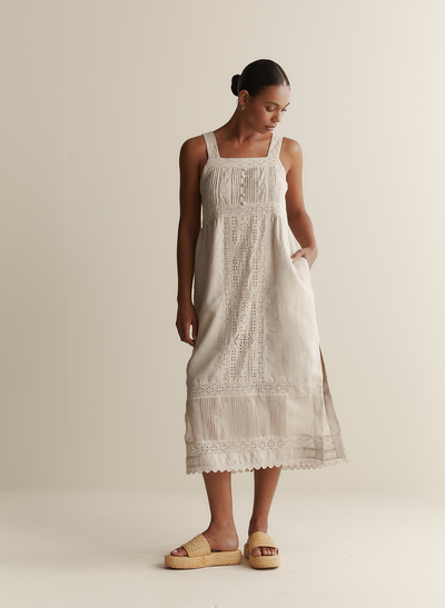 Gretal Linen Ramie Midi Dress | Flax
