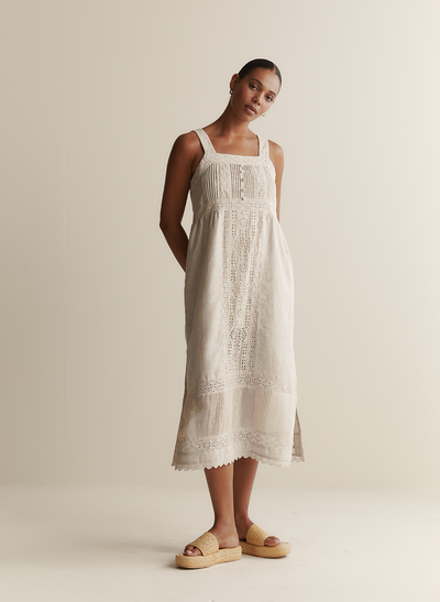 Gretal Linen Ramie Midi Dress | Flax