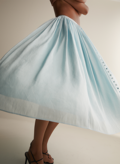 Adriana Silk Linen Midi Skirt