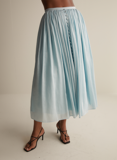 Adriana Silk Linen Midi Skirt