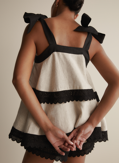 Lucie Linen Broderie Trapeze Top