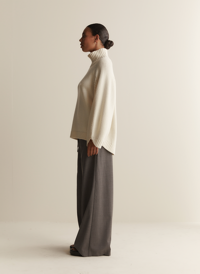 Sophia Wool Palazzo Pant | Charcoal