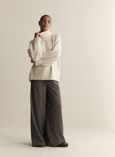 Sophia Wool Palazzo Pant | Charcoal