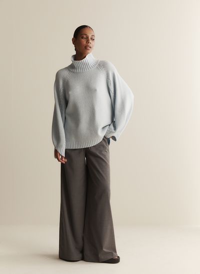 Sophia Wool Palazzo Pant | Charcoal