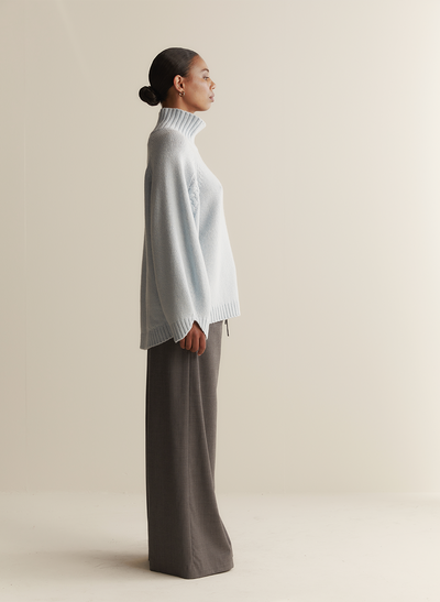 Sophia Wool Palazzo Pant | Charcoal