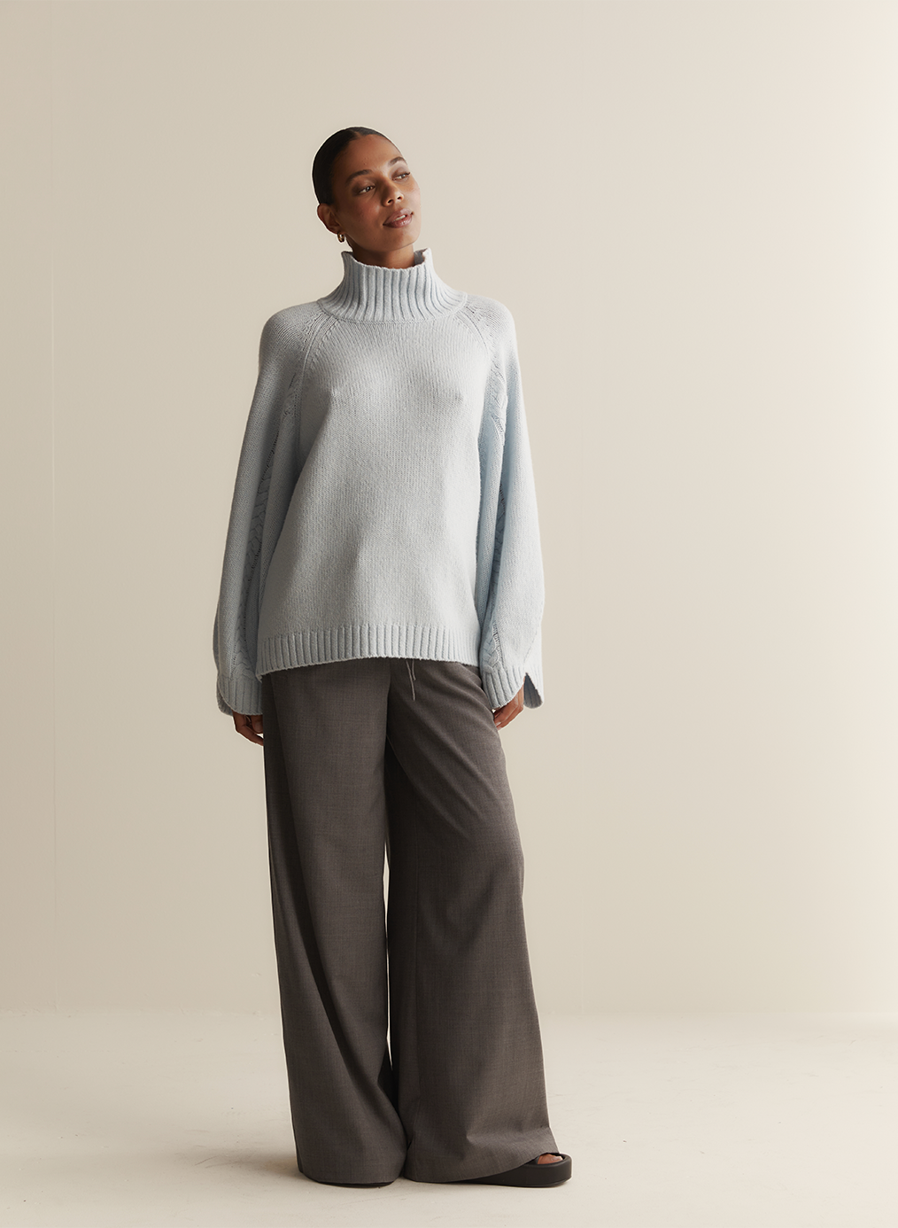 Sophia Wool Palazzo Pant | Charcoal