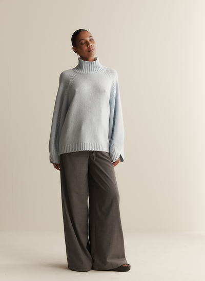 Sophia Wool Palazzo Pant | Charcoal
