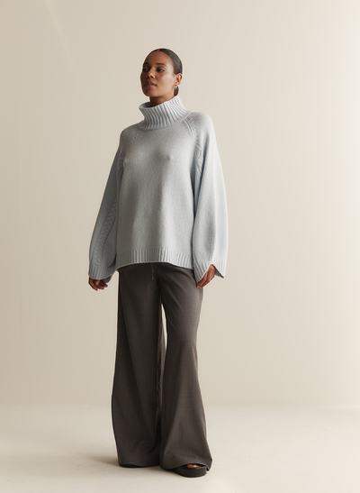 Sophia Wool Palazzo Pant | Charcoal