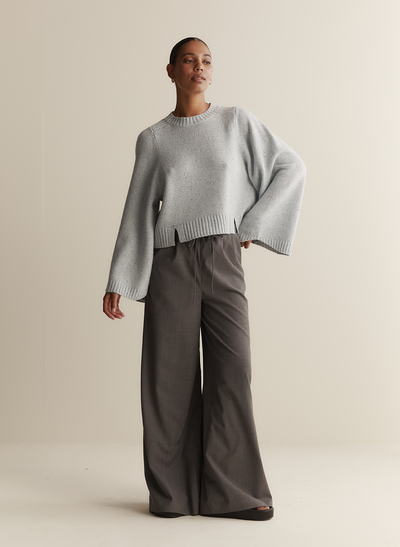 Sophia Wool Palazzo Pant | Charcoal