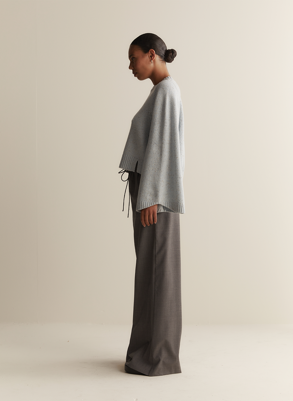 Sophia Wool Palazzo Pant | Charcoal