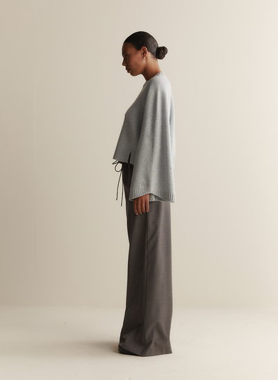 Sophia Wool Palazzo Pant | Charcoal