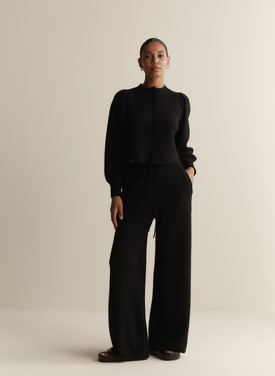Ariana Wool Knit Cardigan | Black