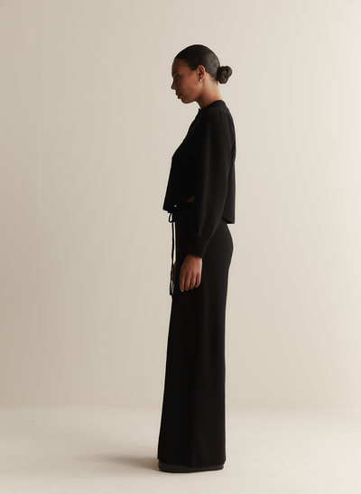 Eleanore Wool Knit Palazzo Pant | Black