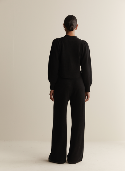 Ariana Wool Knit Cardigan | Black