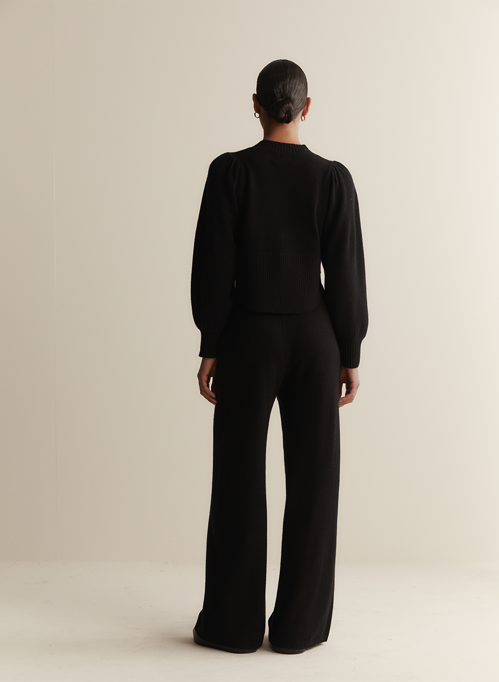 Eleanore Wool Knit Palazzo Pant | Black