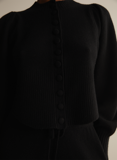 Eleanore Wool Knit Palazzo Pant | Black