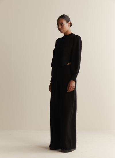 Eleanore Wool Knit Palazzo Pant | Black