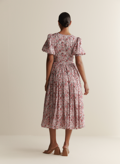 Millie Silk Linen Midi Dress