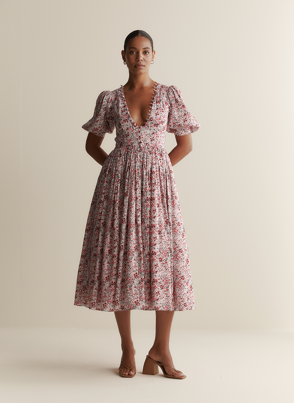 Millie Silk Linen Midi Dress