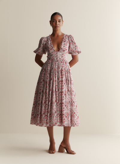 Millie Silk Linen Midi Dress
