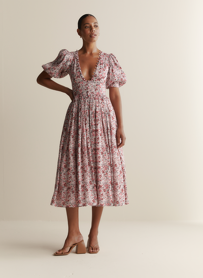 Millie Silk Linen Midi Dress