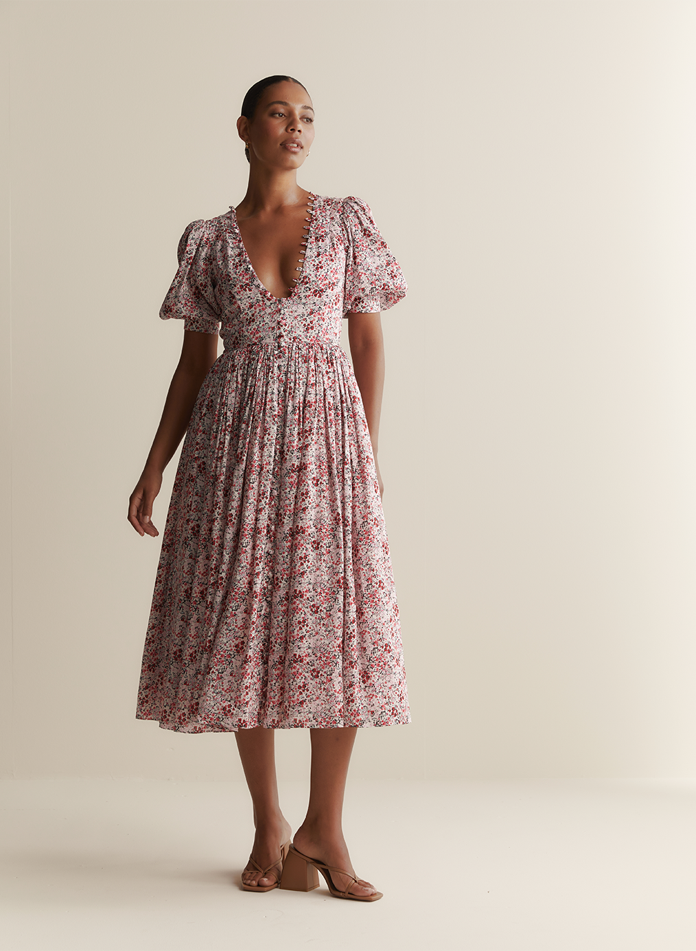Millie Silk Linen Midi Dress