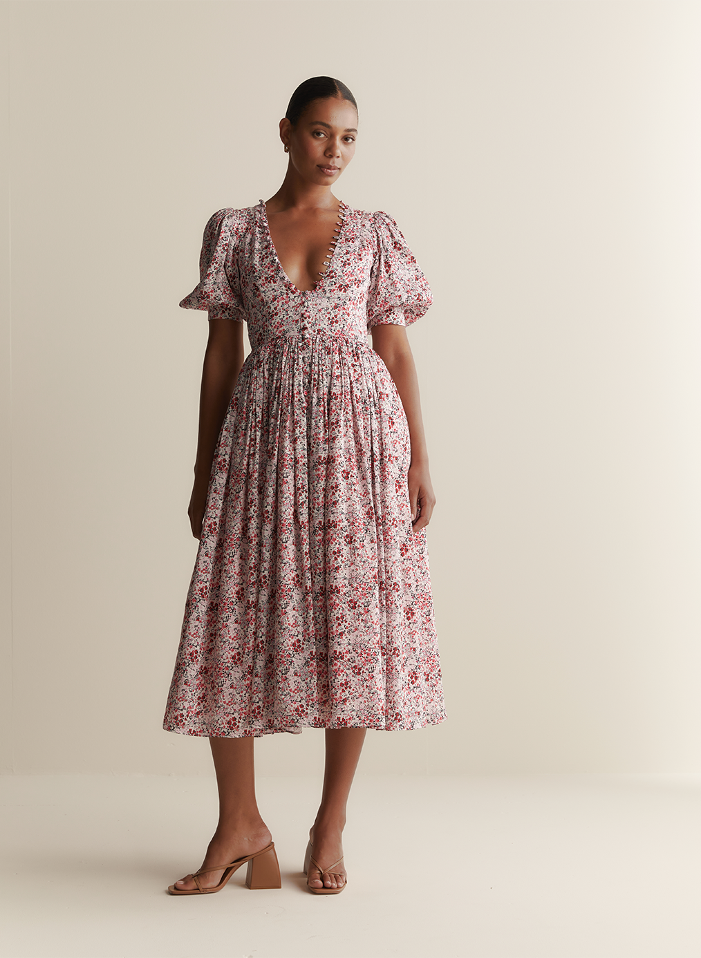 Millie Silk Linen Midi Dress