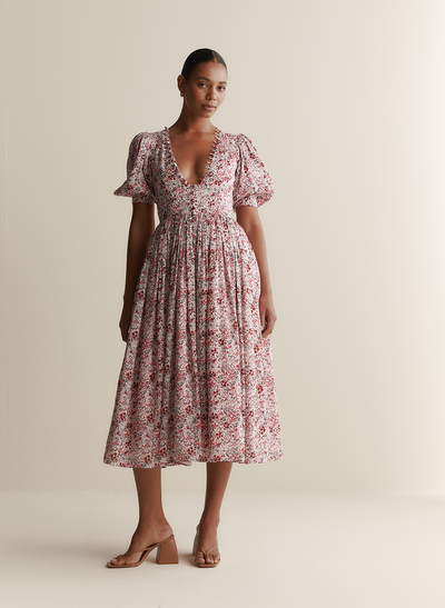 Millie Silk Linen Midi Dress