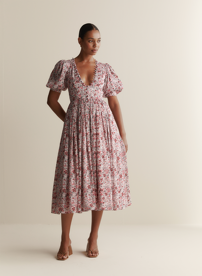 Millie Silk Linen Midi Dress