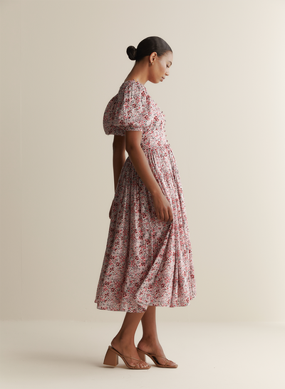 Millie Silk Linen Midi Dress