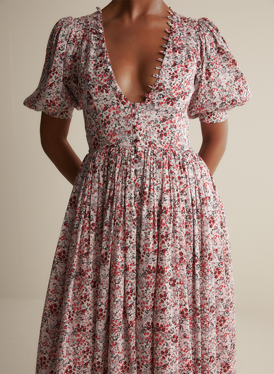 Millie Silk Linen Midi Dress