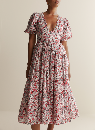 Millie Silk Linen Midi Dress