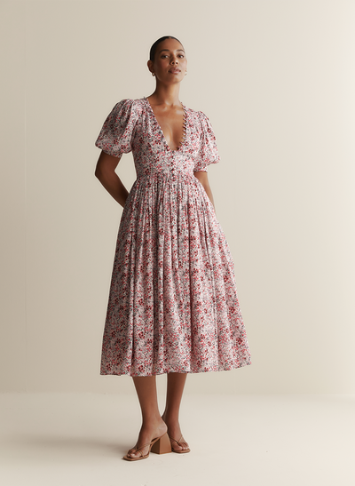 Millie Silk Linen Midi Dress