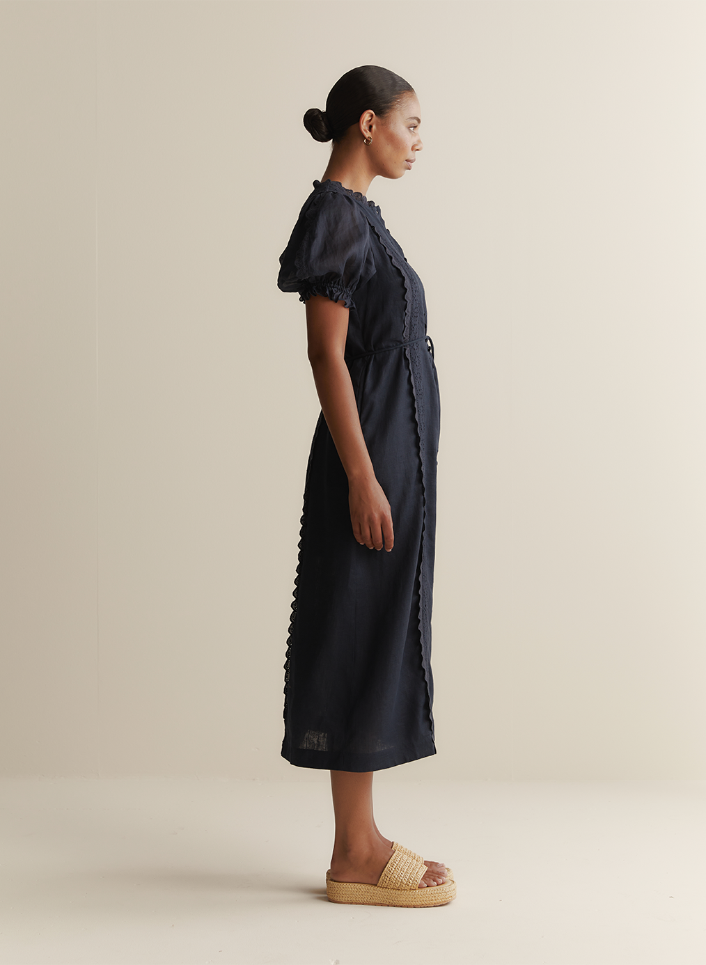 Colleen Linen Ramie Midi Dress | Navy