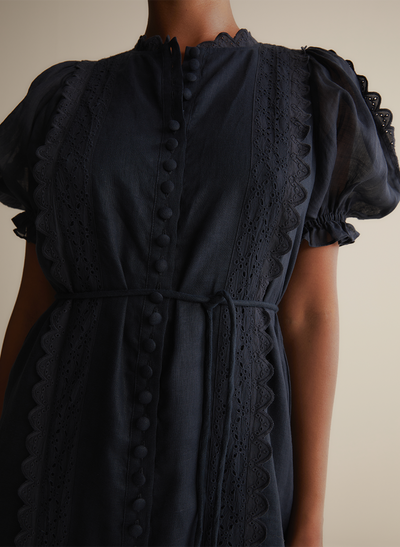 Colleen Linen Ramie Midi Dress | Navy