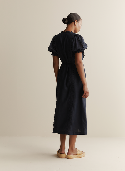 Colleen Linen Ramie Midi Dress | Navy