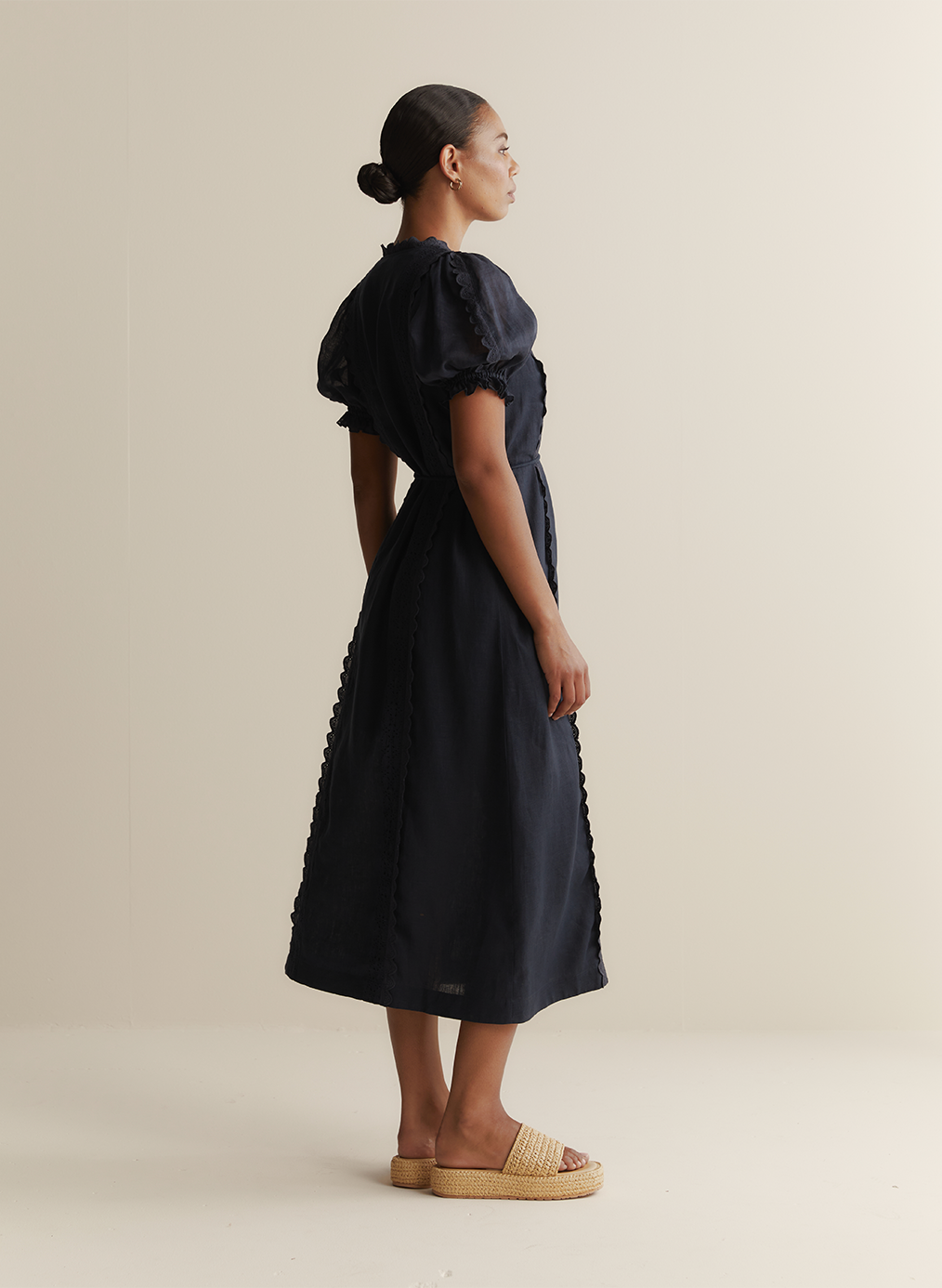 Colleen Linen Ramie Midi Dress | Navy
