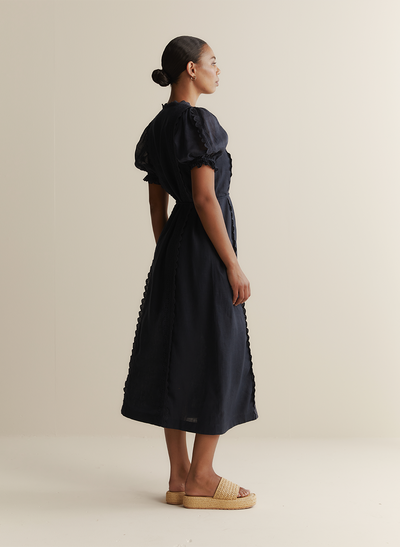 Colleen Linen Ramie Midi Dress | Navy