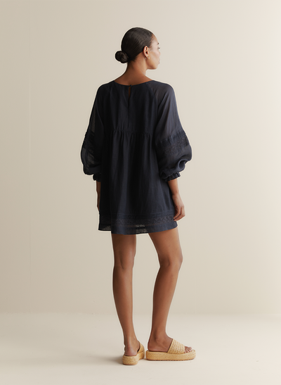 Lillian Linen Ramie Mini Dress | Navy