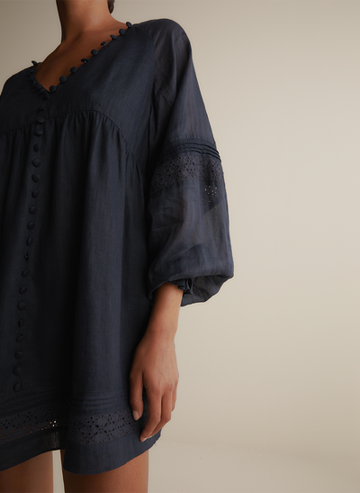 Lillian Linen Ramie Mini Dress | Navy