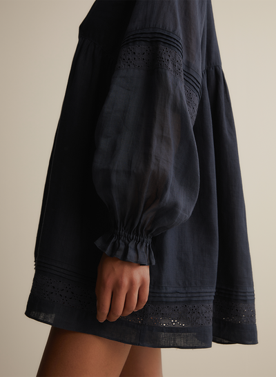 Lillian Linen Ramie Mini Dress | Navy